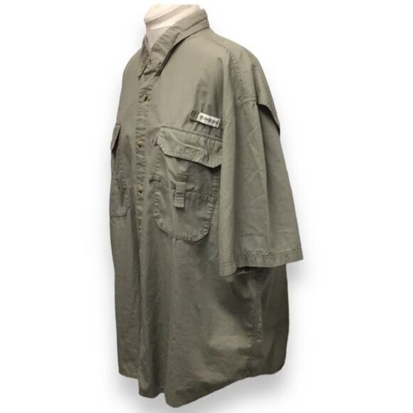 Magellan Outdoors Mens 3XL Khaki Short Sleeve Cotton Fishing Shirt With Pockets - Picture 3 of 10